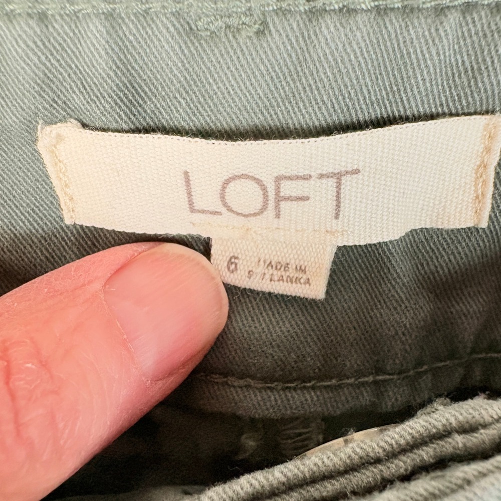 Loft Pants Women Sz 6 Sage Green Stretch Chino Slim Straight Leg Casual Trousers - Picture 2 of 13